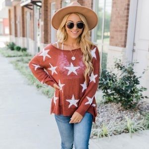 SOLD // Pinklily Born a Star Sweater - Rust
